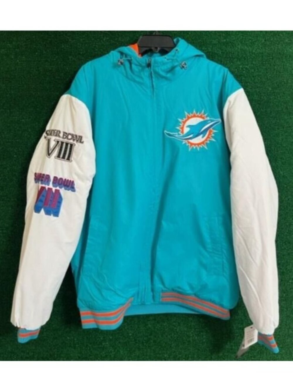 MEN'S MIAMI DOLPHINS SUPER BOWL HOODED CHAMPIONSHIP JACKET SIZE XL
